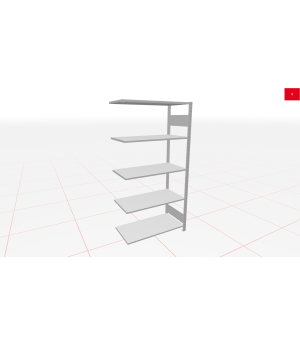 Schwerlastregal Anbauregal 1800x750x300, 5 Ebenen, 150 kg Fachlast, Kreuzstrebe, RAL 7035 lichtgrau