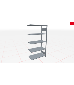 Schwerlastregal Anbauregal 1800x750x300, 5 Ebenen, 150 kg Fachlast, Kreuzstrebe, verzinkt