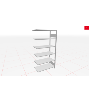 Schwerlastregal Anbauregal 1800x750x300, 6 Ebenen, 150 kg Fachlast, Kreuzstrebe, RAL 7035 lichtgrau