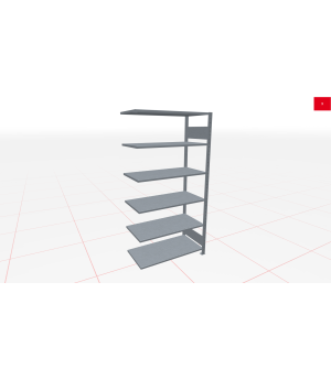Schwerlastregal Anbauregal 1800x750x300, 6 Ebenen, 150 kg Fachlast, Kreuzstrebe, verzinkt