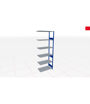 Schwerlastregal Anbauregal 2750x750x300, 7 Ebenen, 150 kg Fachlast, Kreuzstrebe, RAL 5010 enzianblau/verzinkt