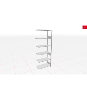 Schwerlastregal Anbauregal 2750x750x300, 7 Ebenen, 150 kg Fachlast, Kreuzstrebe, RAL 7035 lichtgrau