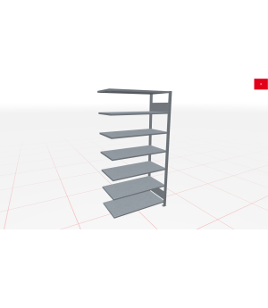 Schwerlastregal Anbauregal 1800x750x300, 7 Ebenen, 150 kg Fachlast, Kreuzstrebe, verzinkt