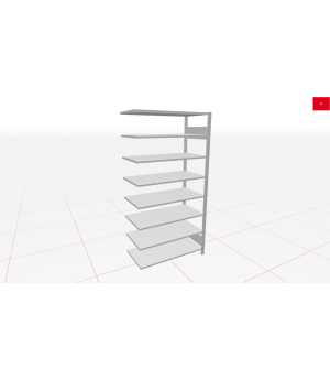 Schwerlastregal Anbauregal 1800x750x300, 8 Ebenen, 150 kg Fachlast, Kreuzstrebe, RAL 7035 lichtgrau