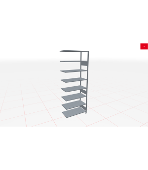 Schwerlastregal Anbauregal 2750x750x300, 9 Ebenen, 150 kg Fachlast, Kreuzstrebe, verzinkt