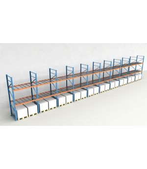 Schwerlastregal Palettenregal NEDCON 2.500x19350x1.100 mm (HxBxT), Einfachregal, 3 Lagerebenen, 3.000 kg Fachlast, mit Gitterböden