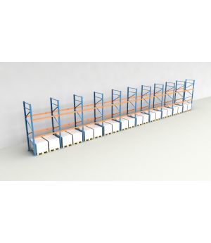 Schwerlastregal Palettenregal NEDCON 2.500x19350x1.100 mm (HxBxT), Einfachregal, 3 Lagerebenen, 3.000 kg Fachlast, Keine Böden