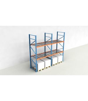 Schwerlastregal Palettenregal NEDCON 2.500x3950x1.100 mm (HxBxT), Einfachregal, 3 Lagerebenen, 3.000 kg Fachlast, mit Gitterböden