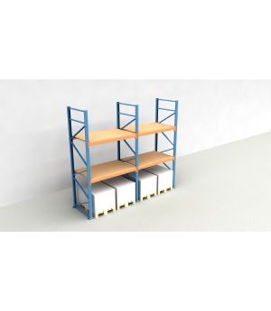 Schwerlastregal Palettenregal NEDCON 2.500x3950x1.100 mm (HxBxT), Einfachregal, 3 Lagerebenen, 3.000 kg Fachlast, mit Spanplatten