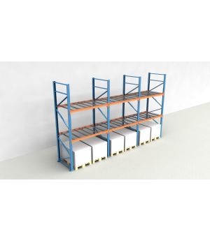Schwerlastregal Palettenregal NEDCON 2.500x5875x1.100 mm (HxBxT), Einfachregal, 3 Lagerebenen, 3.000 kg Fachlast, mit Gitterböden
