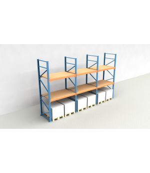 Schwerlastregal Palettenregal NEDCON 2.500x5875x1.100 mm (HxBxT), Einfachregal, 3 Lagerebenen, 3.000 kg Fachlast, mit Spanplatten
