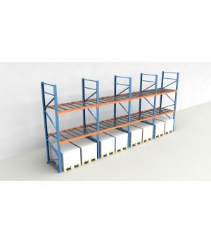 Schwerlastregal Palettenregal NEDCON 2.500x7800x1.100 mm (HxBxT), Einfachregal, 3 Lagerebenen, 3.000 kg Fachlast, mit Gitterböden