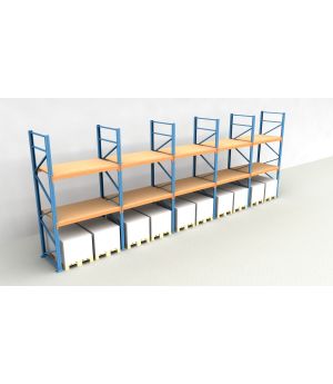 Schwerlastregal Palettenregal NEDCON 2.500x9725x1.100 mm (HxBxT), Einfachregal, 3 Lagerebenen, 3.000 kg Fachlast, mit Spanplatten