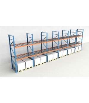 Schwerlastregal Palettenregal NEDCON 2.500x11650x1.100 mm (HxBxT), Einfachregal, 3 Lagerebenen, 3.000 kg Fachlast, mit Gitterböden