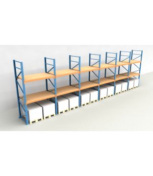 Schwerlastregal Palettenregal NEDCON 2.500x11650x1.100 mm (HxBxT), Einfachregal, 3 Lagerebenen, 3.000 kg Fachlast, mit Spanplatten