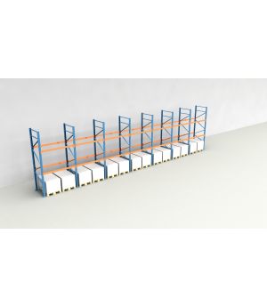 Schwerlastregal Palettenregal NEDCON 2.500x13575x1.100 mm (HxBxT), Einfachregal, 3 Lagerebenen, 3.000 kg Fachlast, Keine Böden