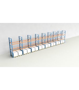 Schwerlastregal Palettenregal NEDCON 2.500x15500x1.100 mm (HxBxT), Einfachregal, 3 Lagerebenen, 3.000 kg Fachlast, Keine Böden