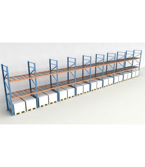 Schwerlastregal Palettenregal NEDCON 2.500x17425x1.100 mm (HxBxT), Einfachregal, 3 Lagerebenen, 3.000 kg Fachlast, mit Gitterböden