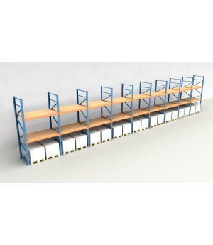 Schwerlastregal Palettenregal NEDCON 2.500x17425x1.100 mm (HxBxT), Einfachregal, 3 Lagerebenen, 3.000 kg Fachlast, mit Spanplatten