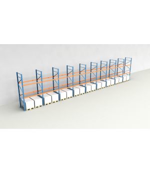 Schwerlastregal Palettenregal NEDCON 2.500x17425x1.100 mm (HxBxT), Einfachregal, 3 Lagerebenen, 3.000 kg Fachlast, Keine Böden
