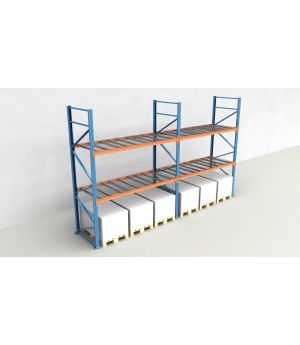 Schwerlastregal Palettenregal NEDCON 2.500x5700x1.100 mm (HxBxT), Einfachregal, 3 Lagerebenen, 3.000 kg Fachlast, mit Gitterböden