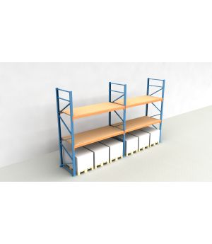 Schwerlastregal Palettenregal NEDCON 2.500x5700x1.100 mm (HxBxT), Einfachregal, 3 Lagerebenen, 3.000 kg Fachlast, mit Spanplatten
