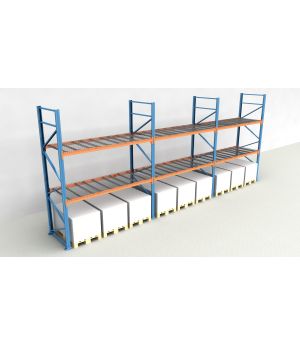Schwerlastregal Palettenregal NEDCON 2.500x8500x1.100 mm (HxBxT), Einfachregal, 3 Lagerebenen, 3.000 kg Fachlast, mit Gitterböden