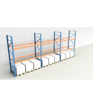 Schwerlastregal Palettenregal NEDCON 2.500x8500x1.100 mm (HxBxT), Einfachregal, 3 Lagerebenen, 3.000 kg Fachlast, Keine Böden