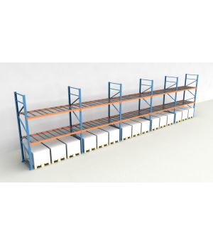 Schwerlastregal Palettenregal NEDCON 2.500x14100x1.100 mm (HxBxT), Einfachregal, 3 Lagerebenen, 3.000 kg Fachlast, mit Gitterböden