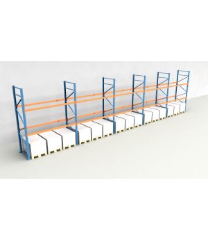 Schwerlastregal Palettenregal NEDCON 2.500x14100x1.100 mm (HxBxT), Einfachregal, 3 Lagerebenen, 3.000 kg Fachlast, Keine Böden