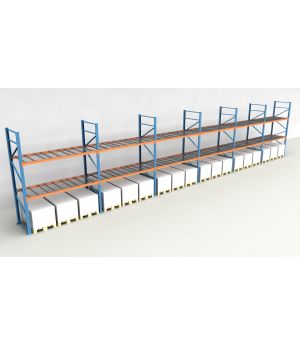 Schwerlastregal Palettenregal NEDCON 2.500x16900x1.100 mm (HxBxT), Einfachregal, 3 Lagerebenen, 3.000 kg Fachlast, mit Gitterböden