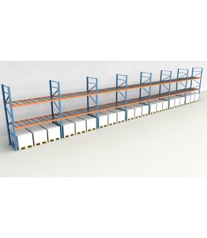 Schwerlastregal Palettenregal NEDCON 2.500x19700x1.100 mm (HxBxT), Einfachregal, 3 Lagerebenen, 3.000 kg Fachlast, mit Gitterböden