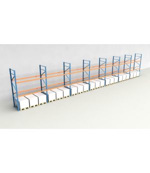 Schwerlastregal Palettenregal NEDCON 2.500x19700x1.100 mm (HxBxT), Einfachregal, 3 Lagerebenen, 3.000 kg Fachlast, Keine Böden
