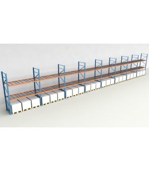 Schwerlastregal Palettenregal NEDCON 2.500x22500x1.100 mm (HxBxT), Einfachregal, 3 Lagerebenen, 3.000 kg Fachlast, mit Gitterböden
