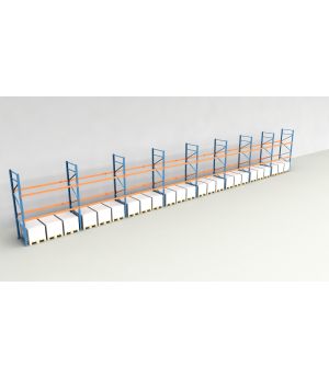 Schwerlastregal Palettenregal NEDCON 2.500x22500x1.100 mm (HxBxT), Einfachregal, 3 Lagerebenen, 3.000 kg Fachlast, Keine Böden