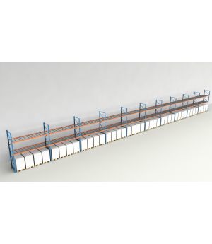 Schwerlastregal Palettenregal NEDCON 2.500x37100x1.100 mm (HxBxT), Einfachregal, 3 Lagerebenen, 3.000 kg Fachlast, mit Gitterböden