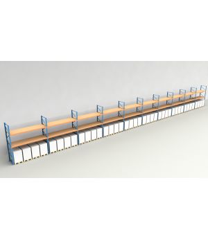 Schwerlastregal Palettenregal NEDCON 2.500x37100x1.100 mm (HxBxT), Einfachregal, 3 Lagerebenen, 3.000 kg Fachlast, mit Spanplatten
