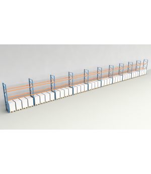 Schwerlastregal Palettenregal NEDCON 2.500x37100x1.100 mm (HxBxT), Einfachregal, 3 Lagerebenen, 3.000 kg Fachlast, Keine Böden