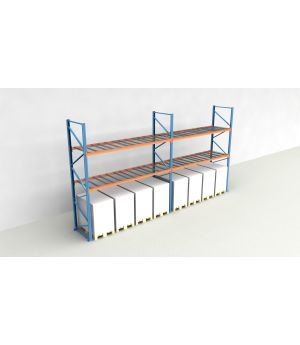 Schwerlastregal Palettenregal NEDCON 2.500x7500x1.100 mm (HxBxT), Einfachregal, 3 Lagerebenen, 3.000 kg Fachlast, mit Gitterböden