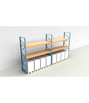 Schwerlastregal Palettenregal NEDCON 2.500x7500x1.100 mm (HxBxT), Einfachregal, 3 Lagerebenen, 3.000 kg Fachlast, mit Spanplatten