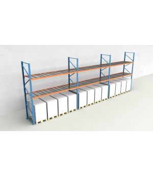 Schwerlastregal Palettenregal NEDCON 2.500x11200x1.100 mm (HxBxT), Einfachregal, 3 Lagerebenen, 3.000 kg Fachlast, mit Gitterböden