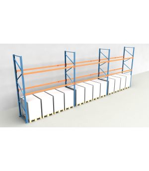 Schwerlastregal Palettenregal NEDCON 2.500x11200x1.100 mm (HxBxT), Einfachregal, 3 Lagerebenen, 3.000 kg Fachlast, Keine Böden