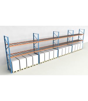 Schwerlastregal Palettenregal NEDCON 2.500x14900x1.100 mm (HxBxT), Einfachregal, 3 Lagerebenen, 3.000 kg Fachlast, mit Gitterböden
