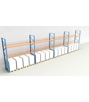 Schwerlastregal Palettenregal NEDCON 2.500x14900x1.100 mm (HxBxT), Einfachregal, 3 Lagerebenen, 3.000 kg Fachlast, Keine Böden