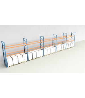 Schwerlastregal Palettenregal NEDCON 2.500x18600x1.100 mm (HxBxT), Einfachregal, 3 Lagerebenen, 3.000 kg Fachlast, Keine Böden