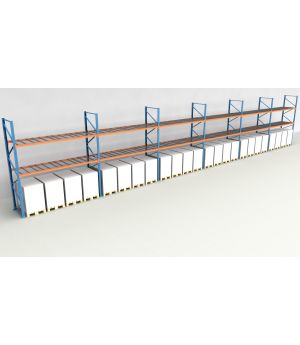 Schwerlastregal Palettenregal NEDCON 2.500x22300x1.100 mm (HxBxT), Einfachregal, 3 Lagerebenen, 3.000 kg Fachlast, mit Gitterböden