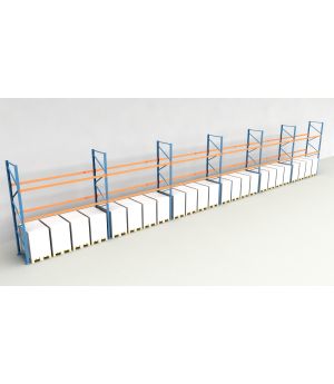 Schwerlastregal Palettenregal NEDCON 2.500x22300x1.100 mm (HxBxT), Einfachregal, 3 Lagerebenen, 3.000 kg Fachlast, Keine Böden