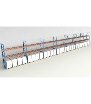 Schwerlastregal Palettenregal NEDCON 2.500x26000x1.100 mm (HxBxT), Einfachregal, 3 Lagerebenen, 3.000 kg Fachlast, mit Gitterböden