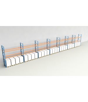 Schwerlastregal Palettenregal NEDCON 2.500x26000x1.100 mm (HxBxT), Einfachregal, 3 Lagerebenen, 3.000 kg Fachlast, Keine Böden