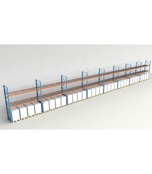 Schwerlastregal Palettenregal NEDCON 2.500x29700x1.100 mm (HxBxT), Einfachregal, 3 Lagerebenen, 3.000 kg Fachlast, mit Gitterböden